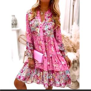Summer Pink boho dress
